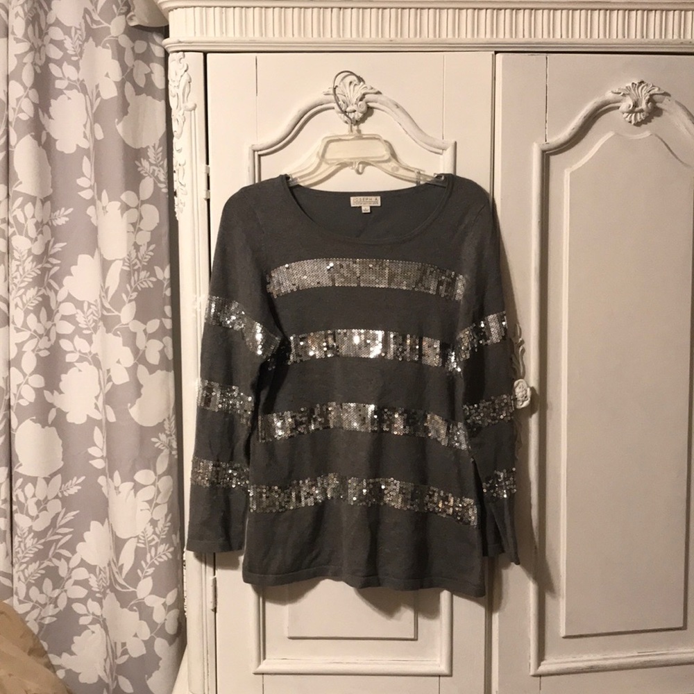 Grey sequined sweater large